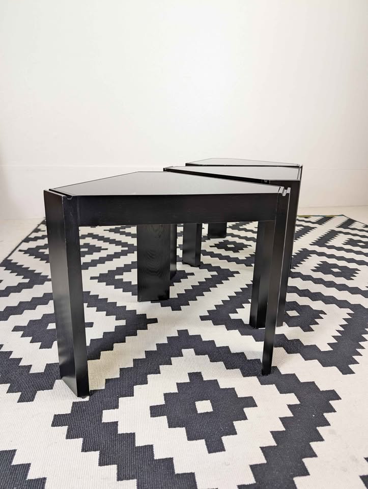 Italian Set of Black Little End / Coffee Tables by Porada Arredi