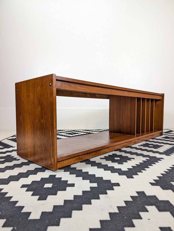 Danish Modern Teak Record Player Stand & Vinyl Storage