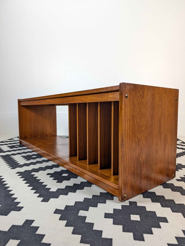 Danish Modern Teak Record Player Stand & Vinyl Storage