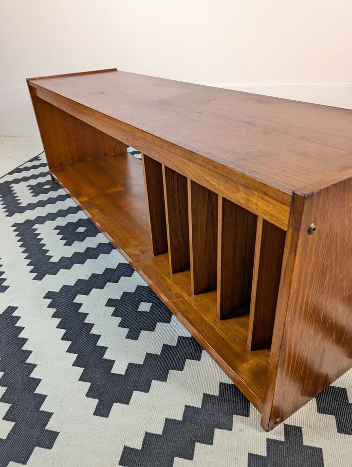 Danish Modern Teak Record Player Stand & Vinyl Storage
