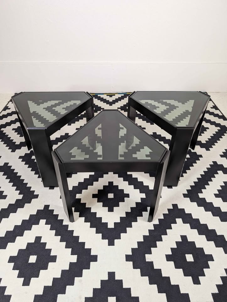 Italian Set of Black Little End / Coffee Tables by Porada Arredi