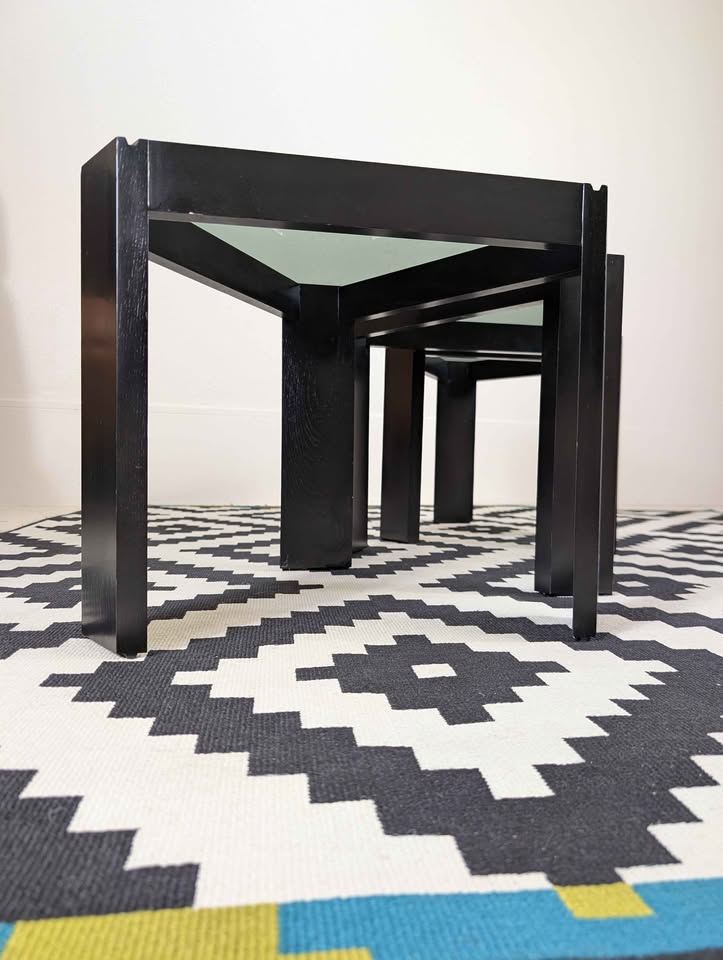 Italian Set of Black Little End / Coffee Tables by Porada Arredi