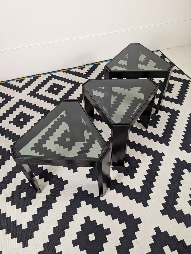 Italian Set of Black Little End / Coffee Tables by Porada Arredi