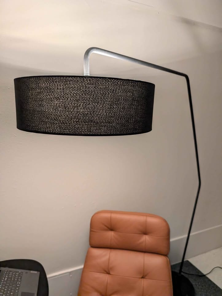 MCM Style 3 Light Floor Arc Lamp w/ Black Marble Base