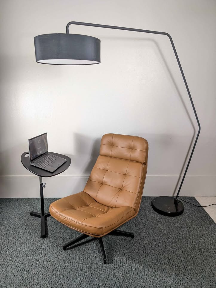 MCM Style 3 Light Floor Arc Lamp w/ Black Marble Base