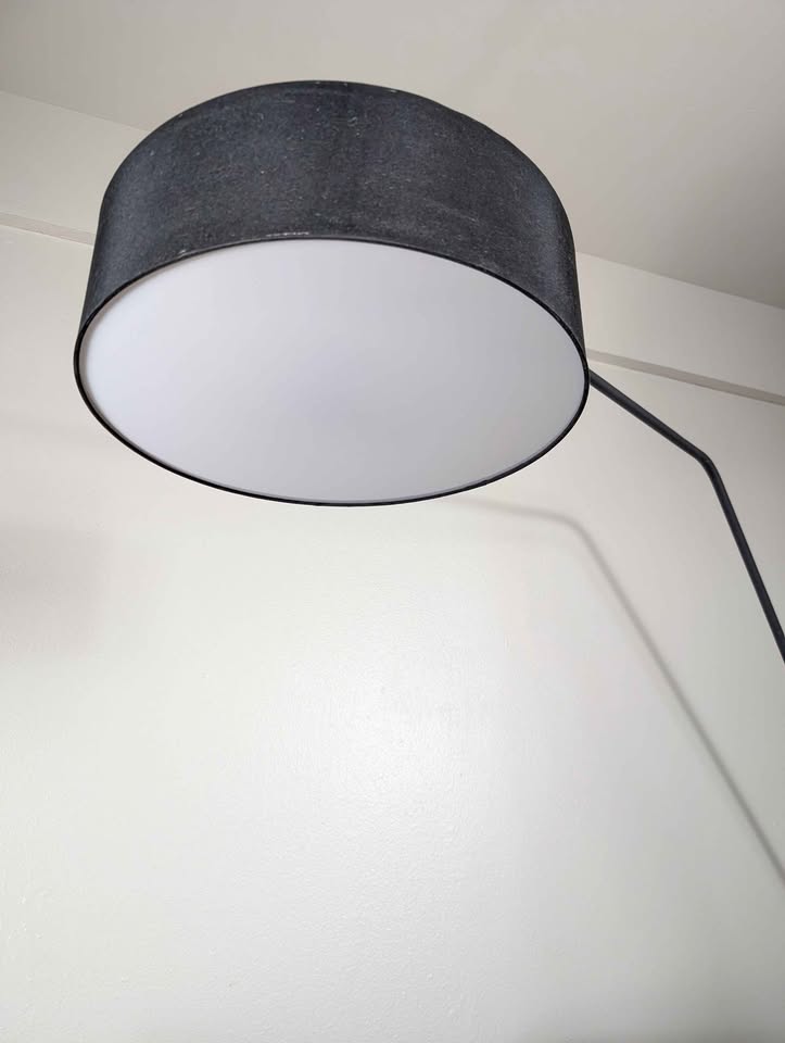 MCM Style 3 Light Floor Arc Lamp w/ Black Marble Base