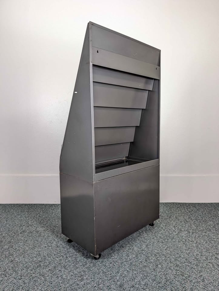 Vintage Rolling Vinyl / Art / Magazine Display Rack w/ Storage