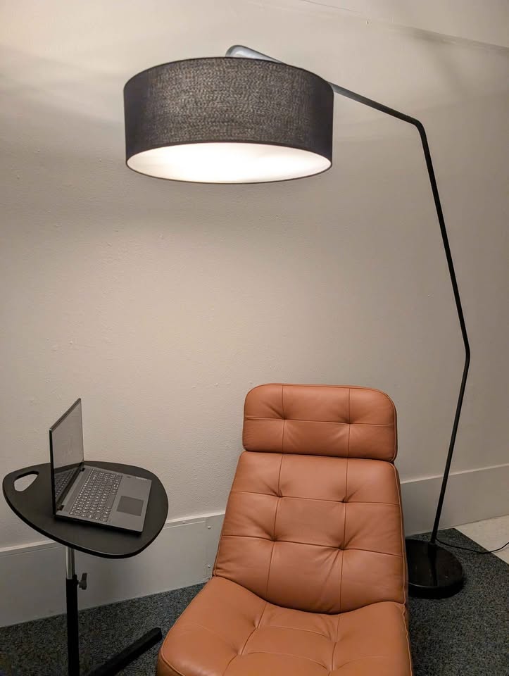 MCM Style 3 Light Floor Arc Lamp w/ Black Marble Base