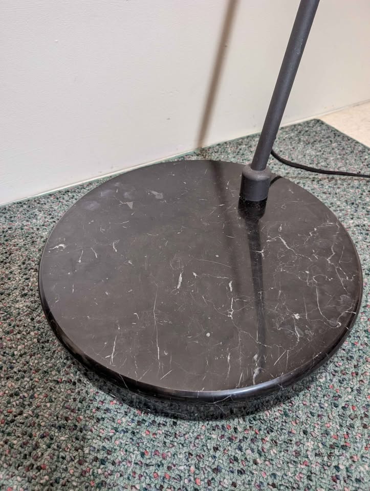 MCM Style 3 Light Floor Arc Lamp w/ Black Marble Base
