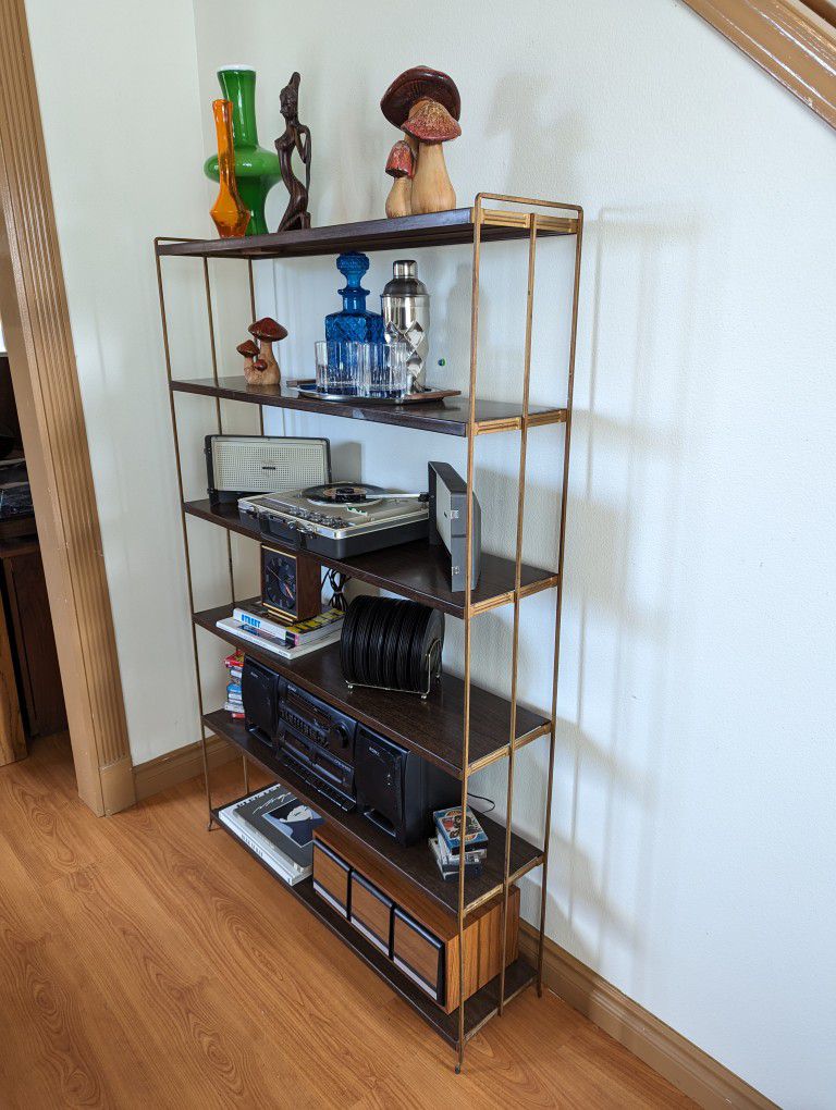 MCM Paul McCobb Style Tall Vintage Metal Bookshelf Display