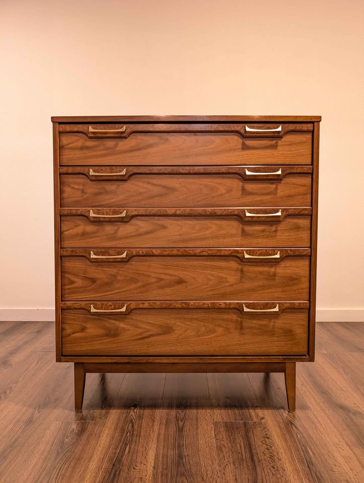 MCM American Walnut Highboy Dresser by Broyhill Lenoir