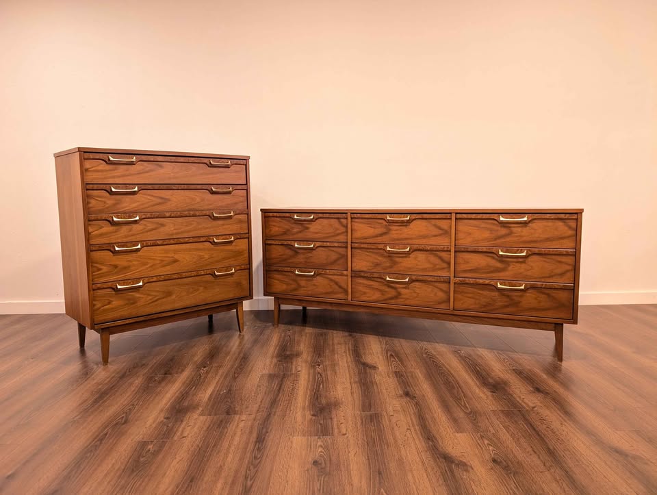 MCM American Walnut Highboy Dresser by Broyhill Lenoir