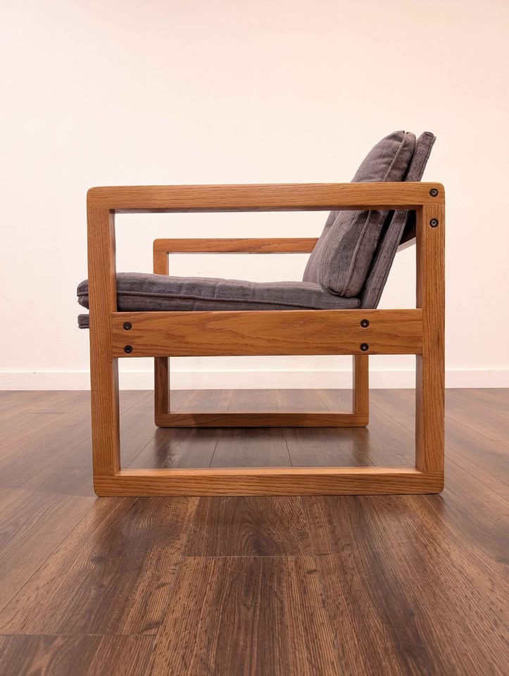 Mid Century Modern Refinished Lounge Chair w/ Gray Upholstery