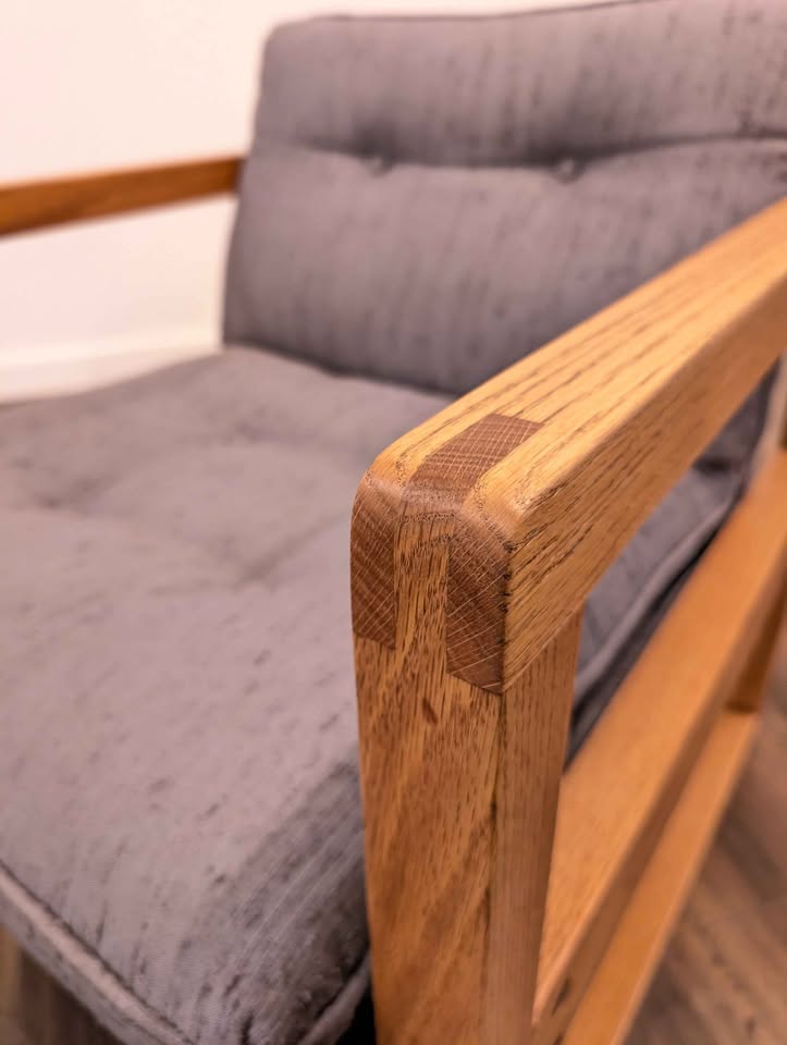 Mid Century Modern Refinished Lounge Chair w/ Gray Upholstery