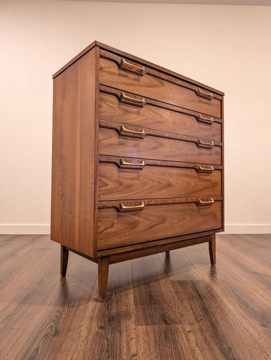 MCM American Walnut Highboy Dresser by Broyhill Lenoir
