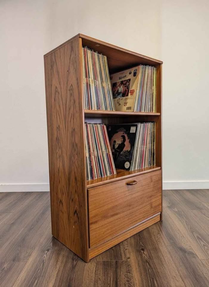 Danish Modern Teak Record / Media Cabinet & Bookshelf