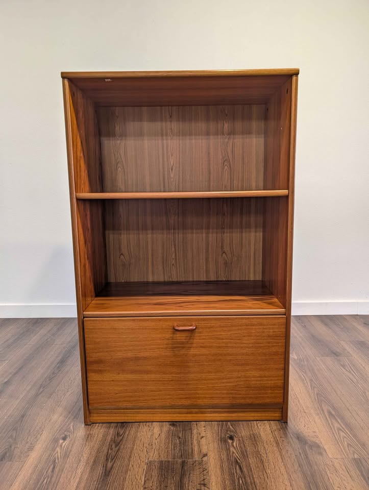 Danish Modern Teak Record / Media Cabinet & Bookshelf