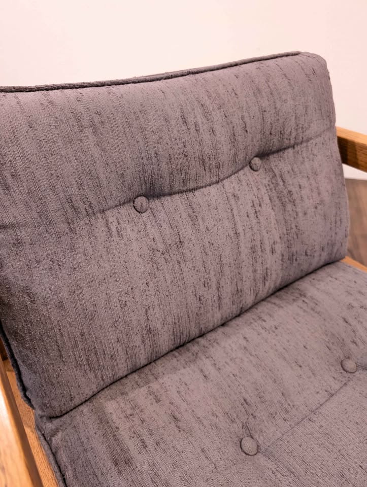 Mid Century Modern Refinished Lounge Chair w/ Gray Upholstery
