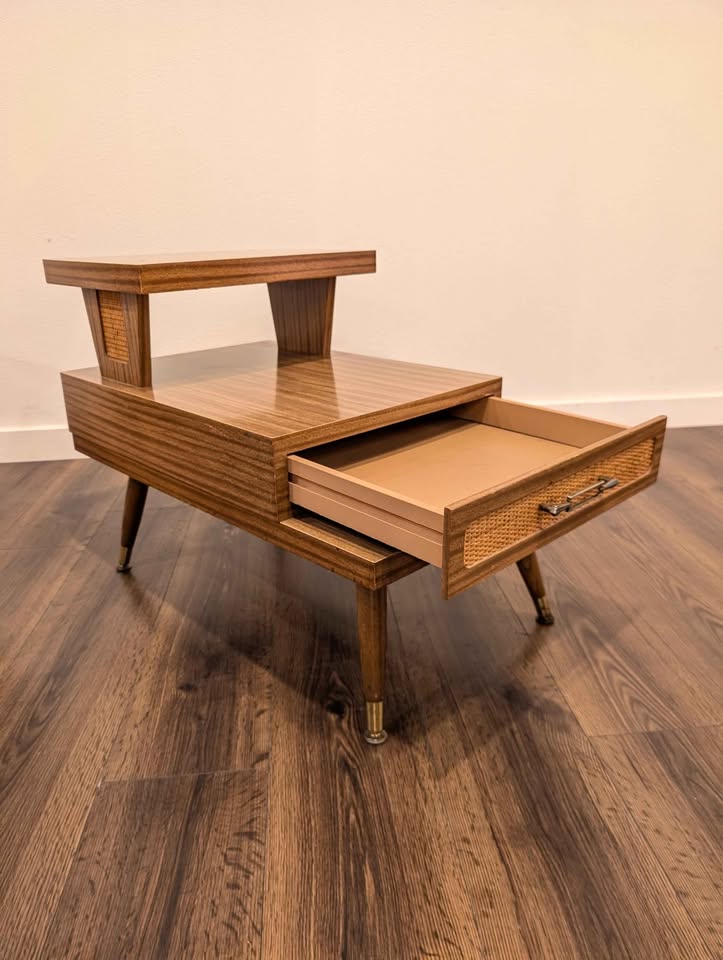 MCM Pair of 3 Tiered Laminate End Tables