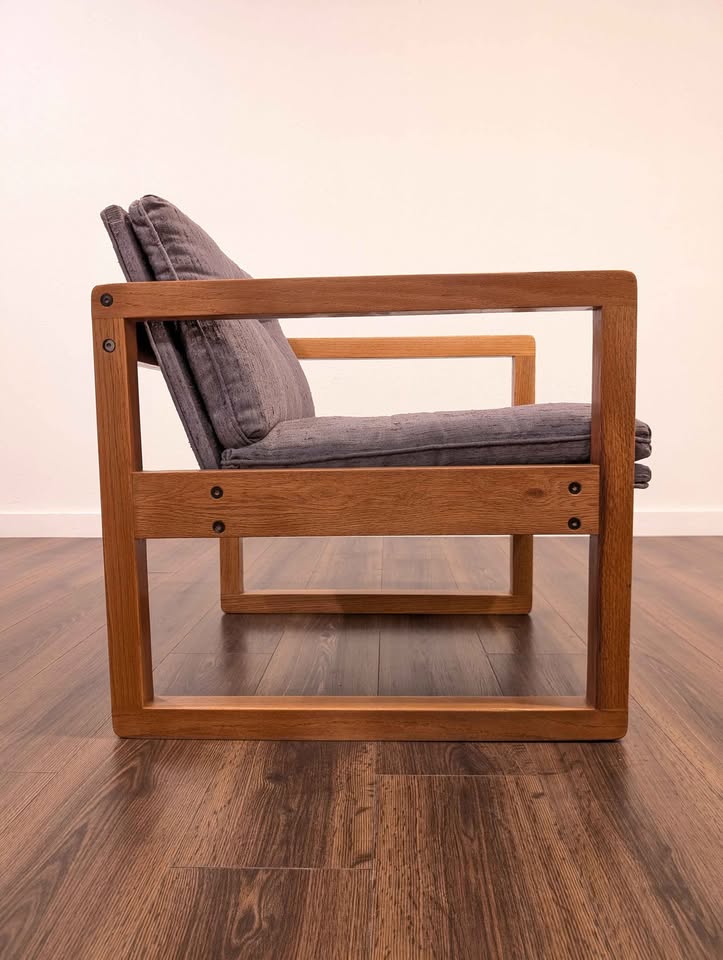 Mid Century Modern Refinished Lounge Chair w/ Gray Upholstery