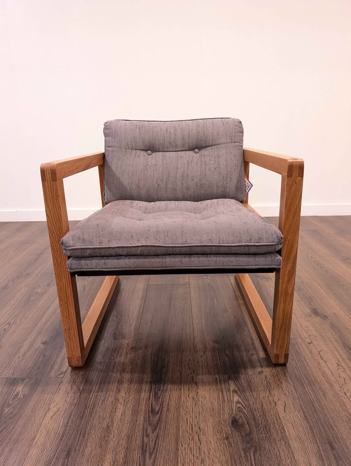 Mid Century Modern Refinished Lounge Chair w/ Gray Upholstery