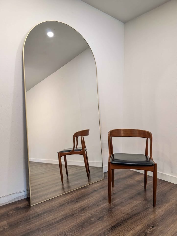 Extra Large Gold Arched Leaning Mirror