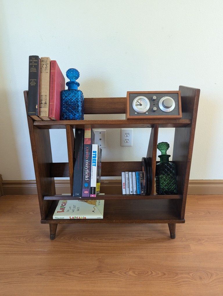 Mid Century Atomic Modern Solid Walnut Little Bookshelf