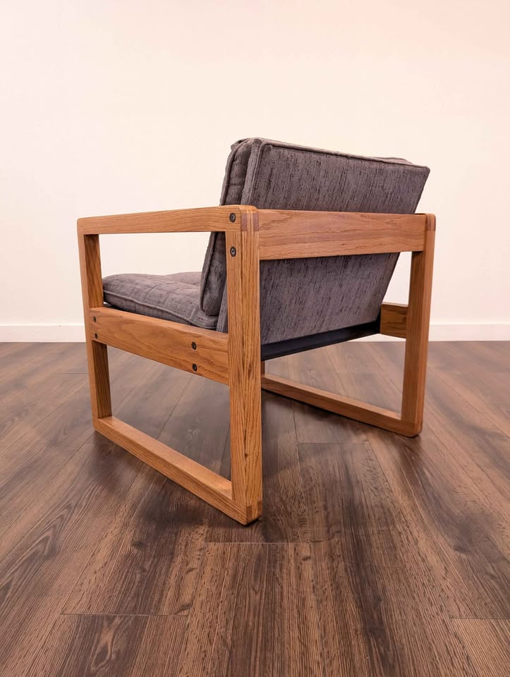 Mid Century Modern Refinished Lounge Chair w/ Gray Upholstery