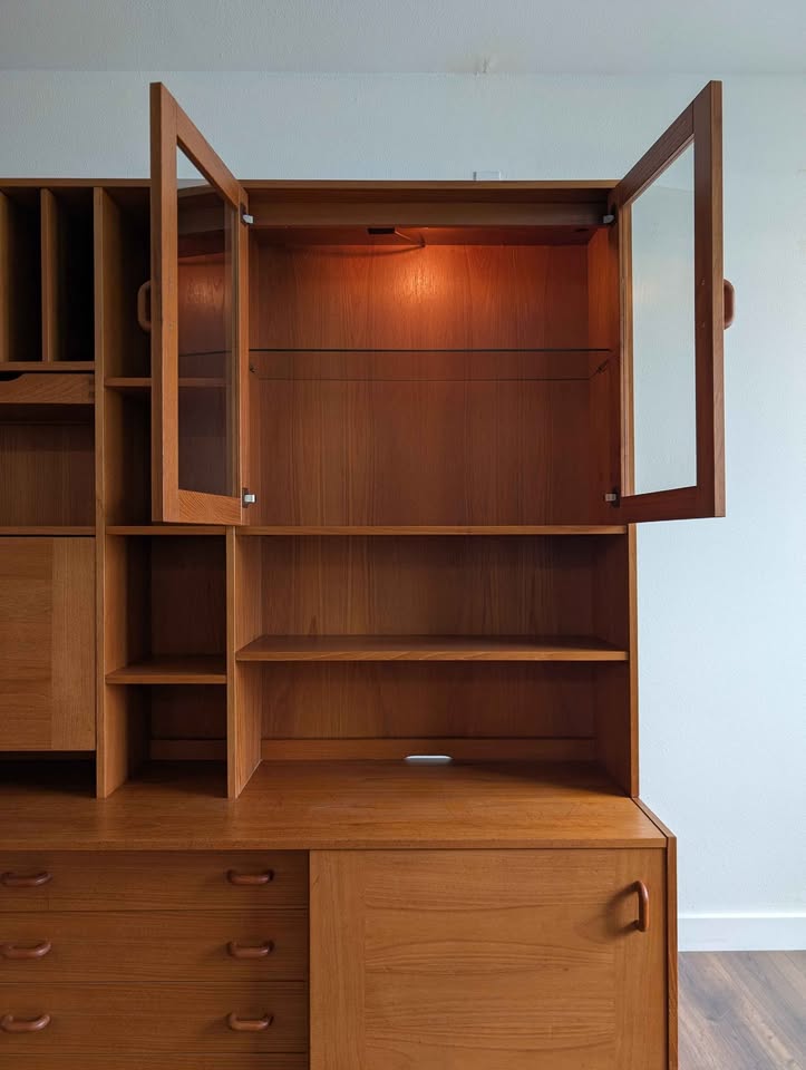 Danish Modern Teak Credenza w/ Hutch by Domino Mobler