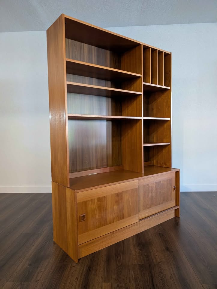 Danish Modern Record Player Credenza w/ Vinyl Storage by Domino Mobler