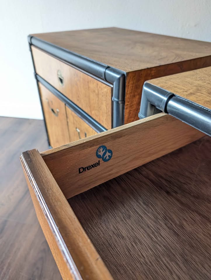 Pair of MCM Walnut Nightstands by Drexel
