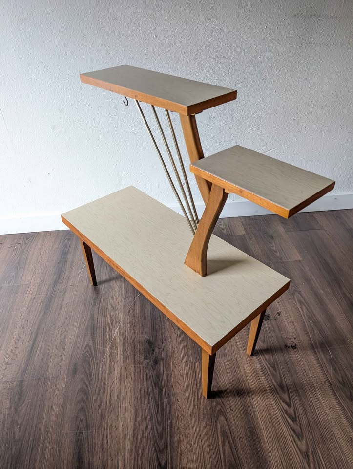 Rare MCM Scandinavian 3 Tiered Plant Table