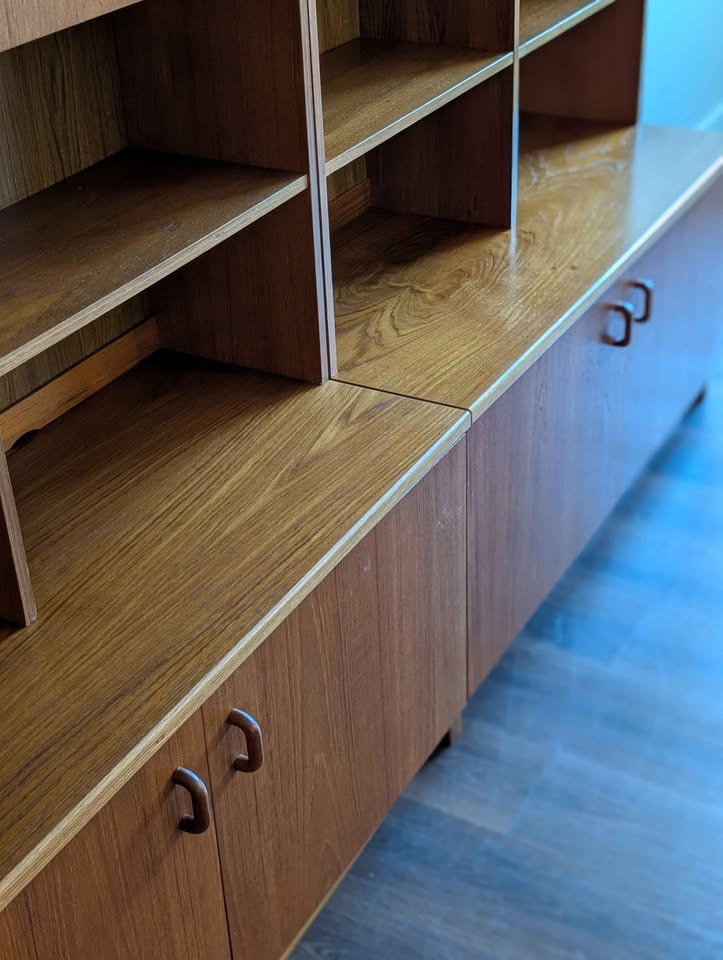 Danish Modern Teak Pair of Hutch Top Credenzas