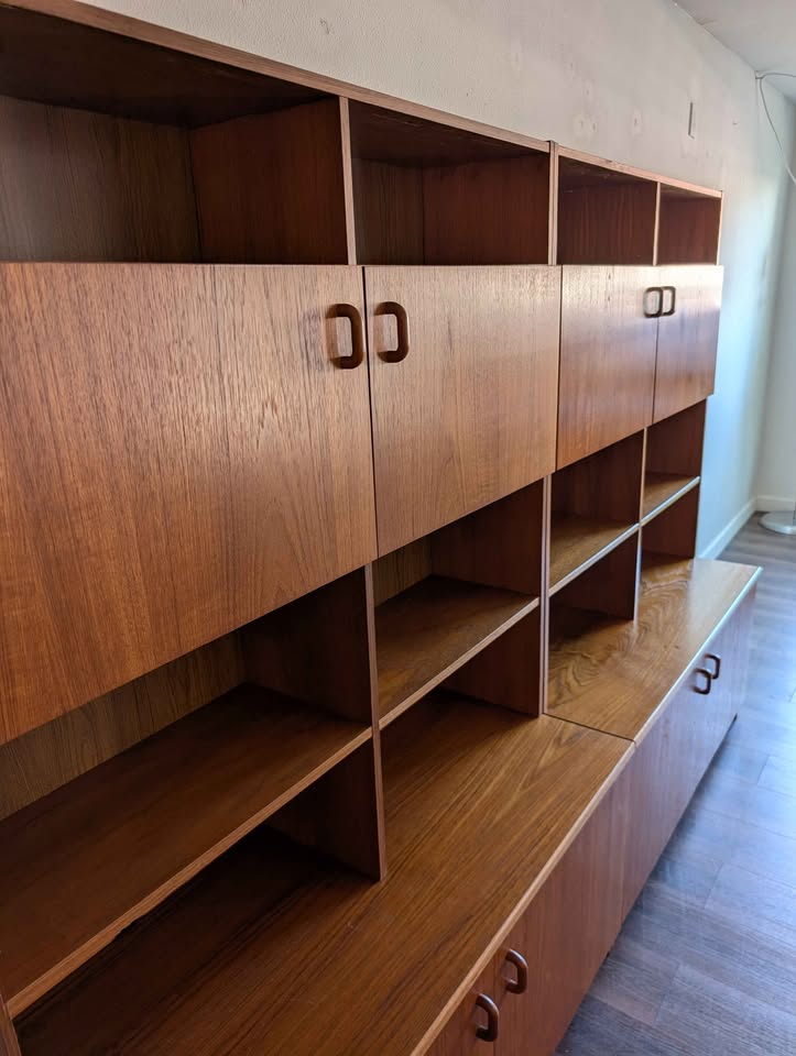 Danish Modern Teak Pair of Hutch Top Credenzas