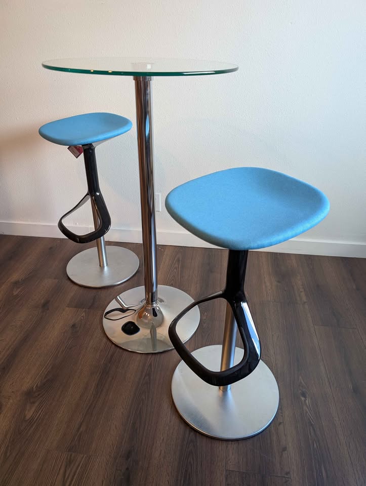 MCM Style 3 Piece Pub Table & Pair of Stools