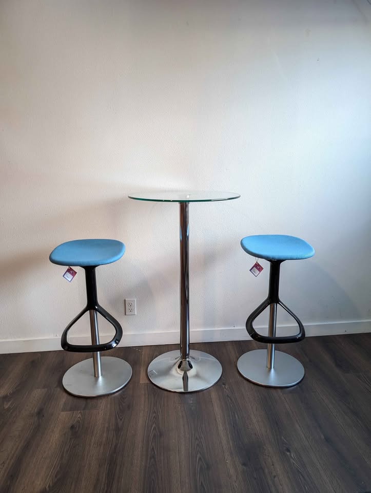 MCM Style 3 Piece Pub Table & Pair of Stools
