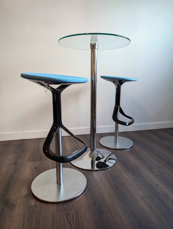MCM Style 3 Piece Pub Table & Pair of Stools