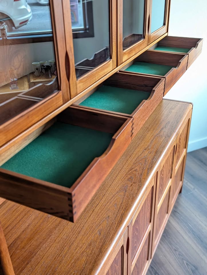 Danish Modern Teak China Hutch & Credenza by D Scan