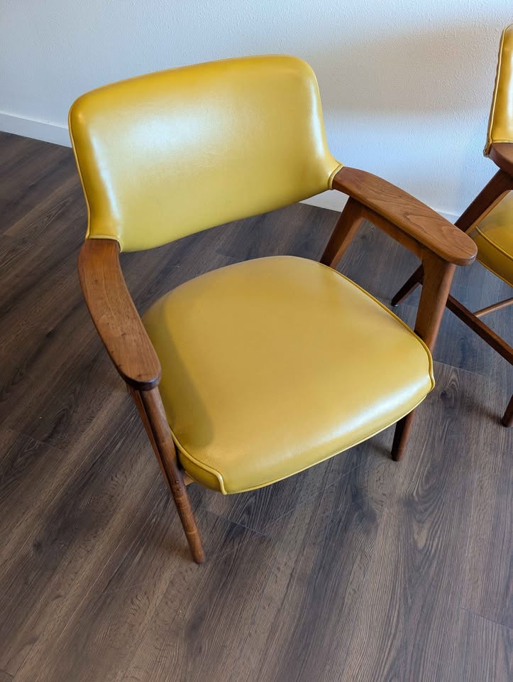 Pair of MCM Yellow Gunlocke Chairs