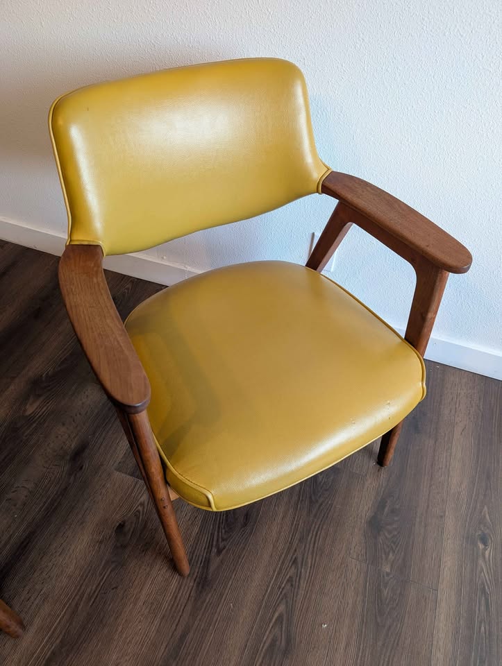 Pair of MCM Yellow Gunlocke Chairs
