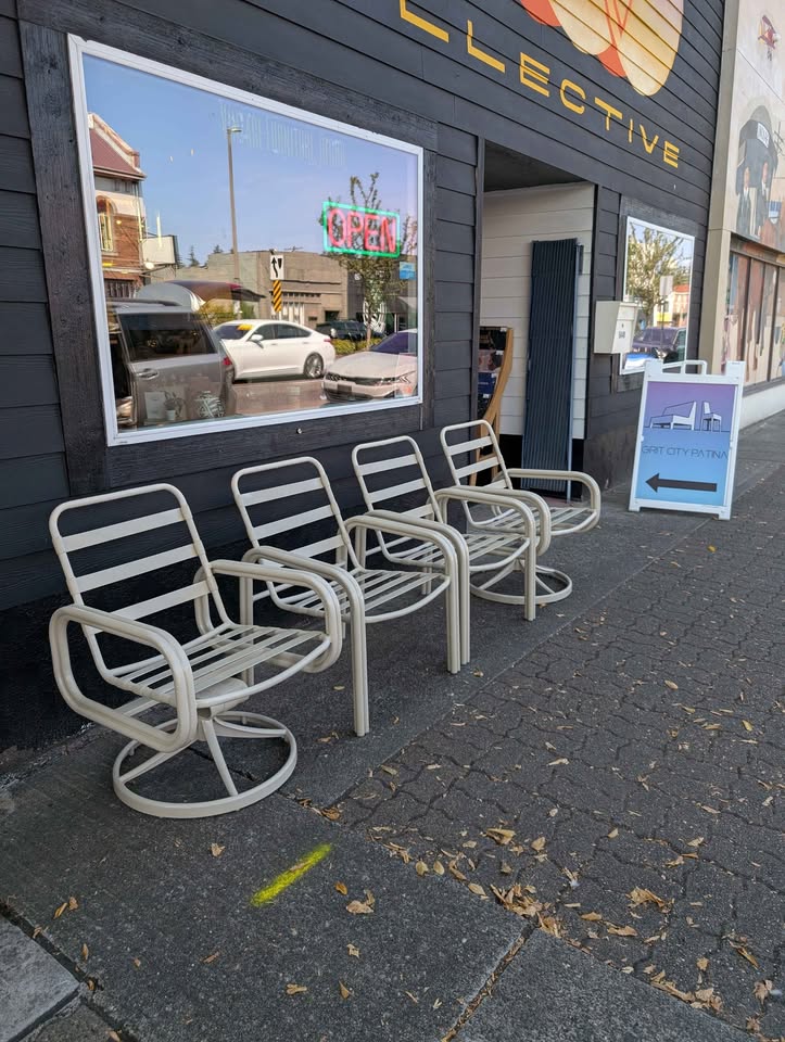 ☀️ MCM Tropitone Patio Table Set w/ 4 Vinyl Strap Chairs