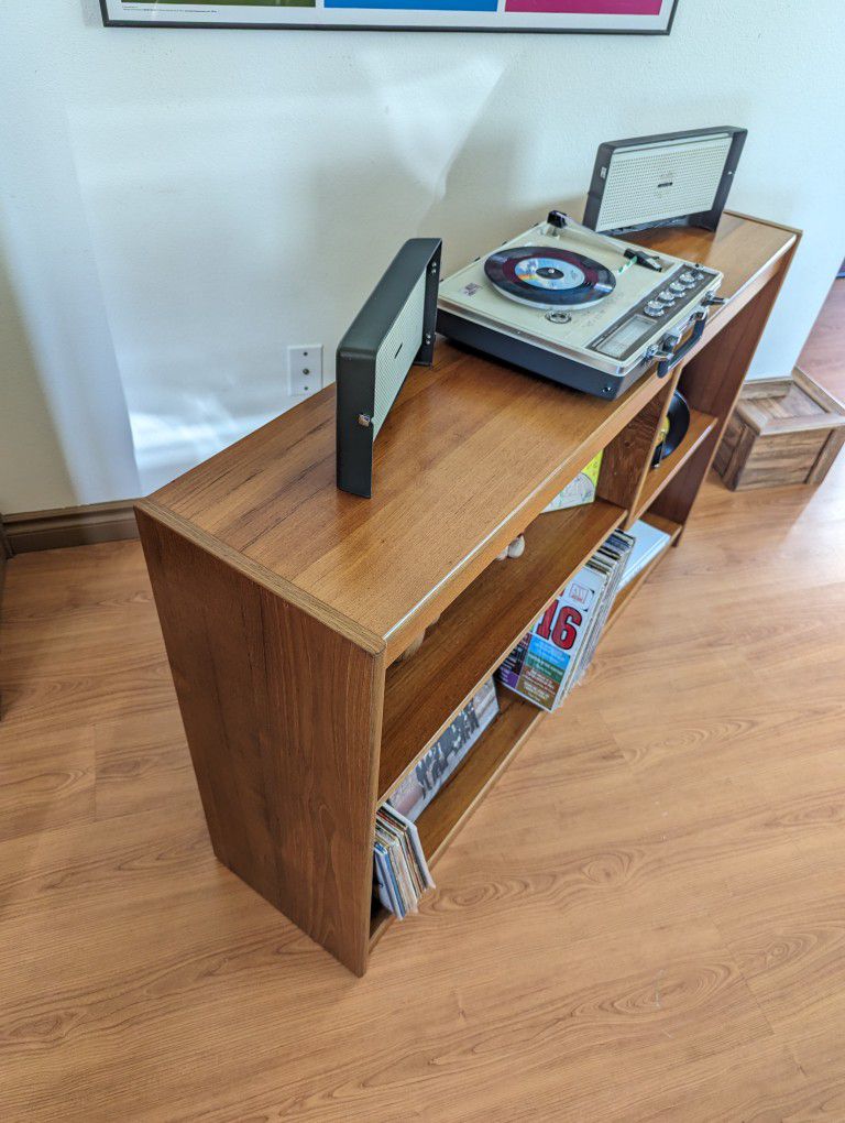 Vintage Danish Modern Teak Record Player Stand / MCM Bookshelf Display