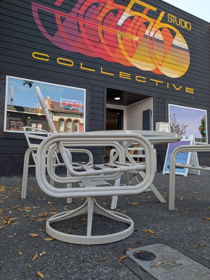 ☀️ MCM Tropitone Patio Table Set w/ 4 Vinyl Strap Chairs