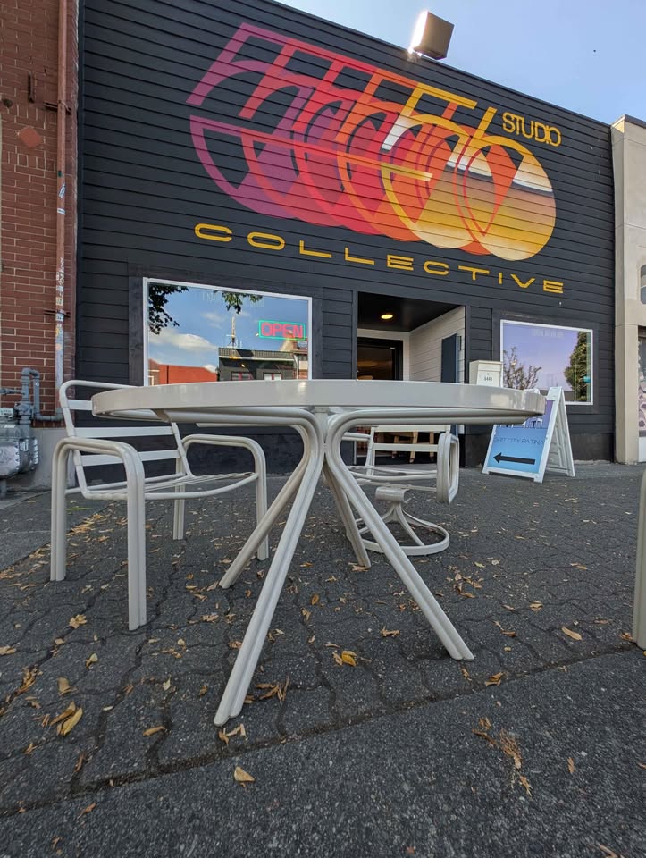 ☀️ MCM Tropitone Patio Table Set w/ 4 Vinyl Strap Chairs