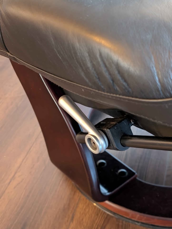 Black Leather Benchmaster Recliner & Ottoman