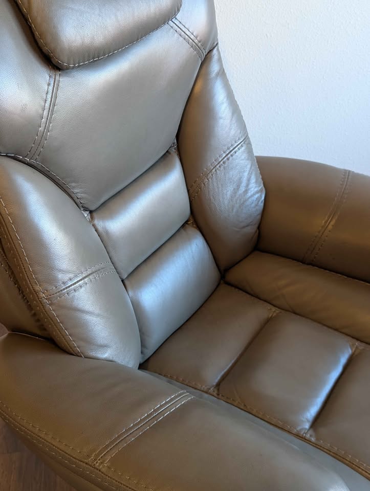MCM Scandinavian Style Macy's Leather Recliner & Ottoman