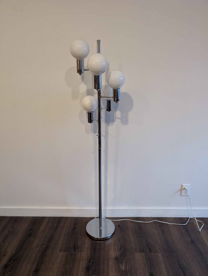 MCM Vintage Cascading 5 Bulb Sonneman Style Chrome Floor Lamp
