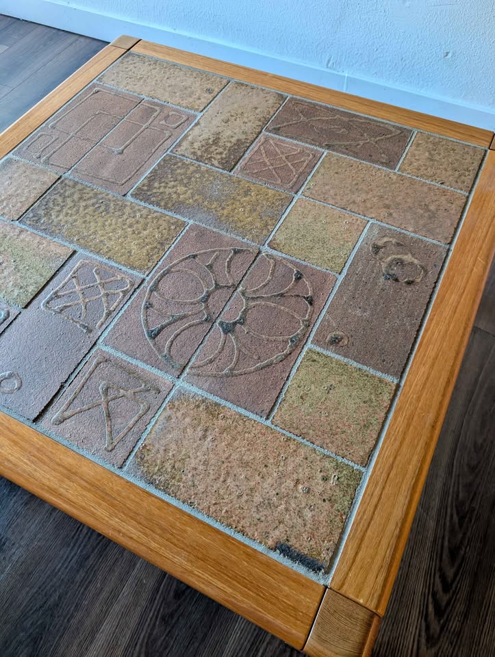 Danish Modern Teak Tile Top Coffee Table