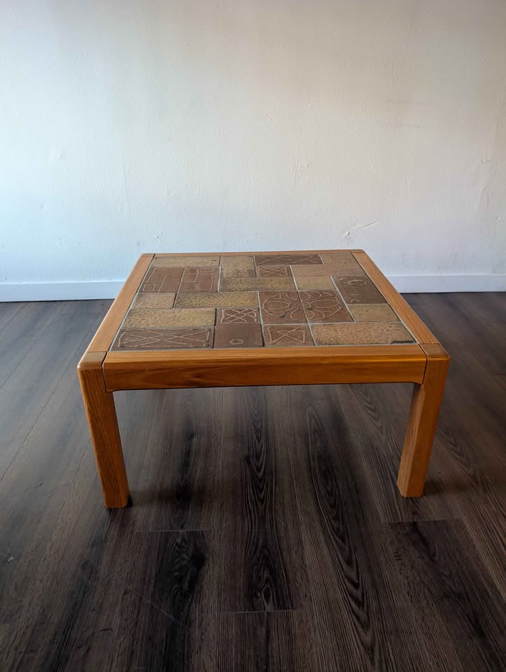 Danish Modern Teak Tile Top Coffee Table
