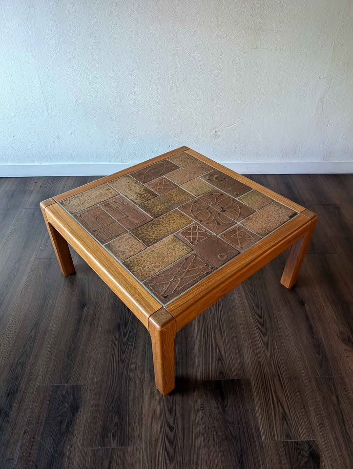 Danish Modern Teak Tile Top Coffee Table